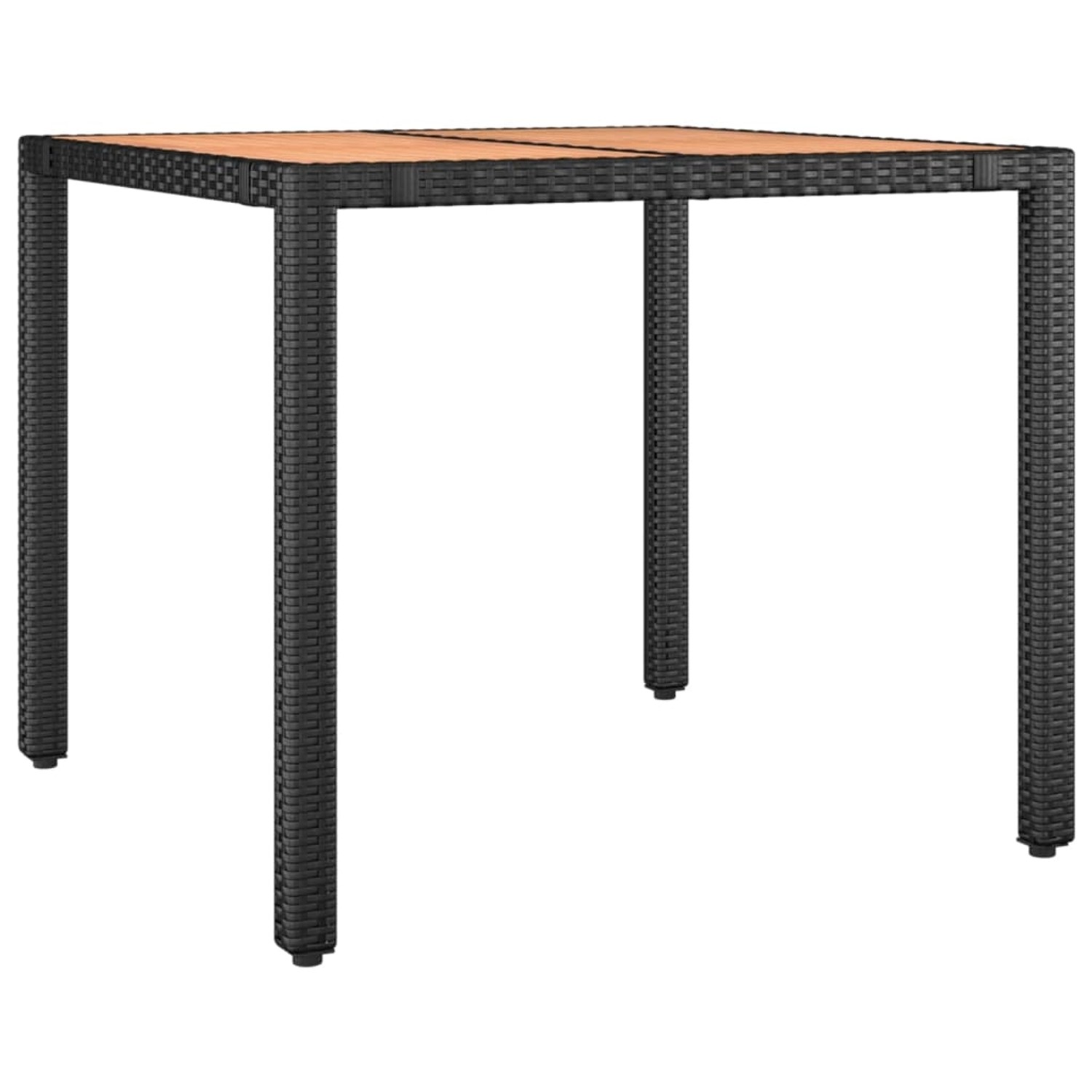 vidaXL Gartentisch mit Holzplatte Schwarz Poly Rattan & Akazienholz 319548