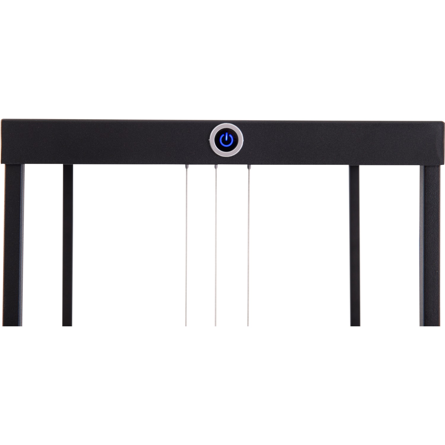 Detailaufnahme der schwarzen Näve LED-Stehleuchte Tripolis (140 cm) mit Dimmer-Schalter.