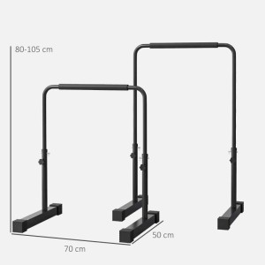 SPORTNOW Dip Barren 2er Set, Stahl, schwarz, höhenverstellbar für Fitness-Training.
