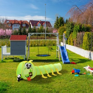 Relaxdays Krabbeltunnel Raupe Polyester Grün Pop Up 75 cm x 240 cm x 72 cm 1,3 kg
