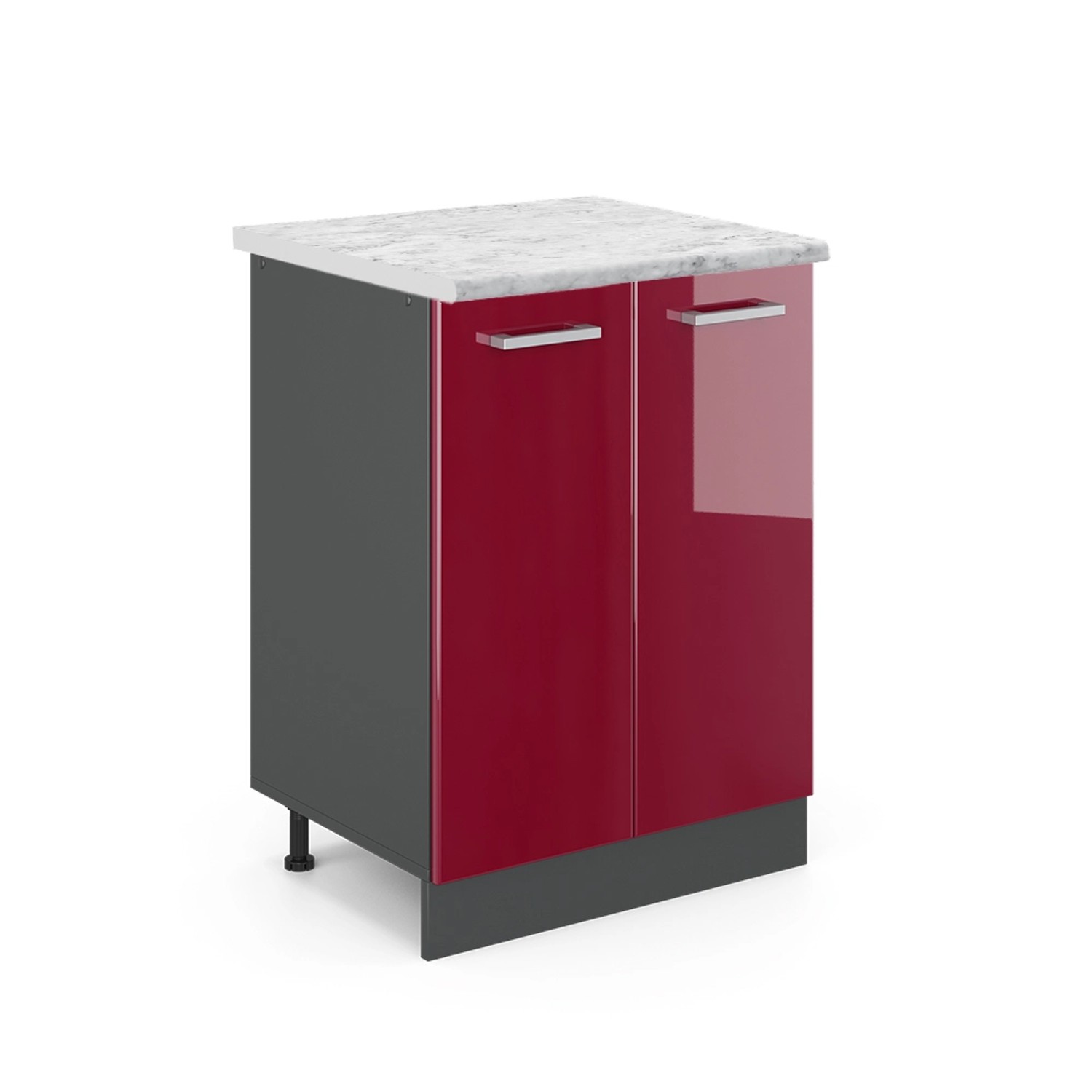 Vicco Küchenunterschrank R-Line Bordeaux Hochglanz/Anthrazit 60 cm AP Marmor