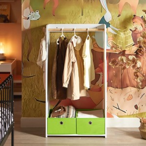 SoBuy Kindergarderobe mit 2 Boxen Kinderkleiderständer Kleiderschrank KMB109-W