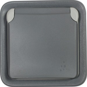 Graue Legrand Aufputz-Feuchtraum Steckdose Plexo55, 1-fach, IP55.