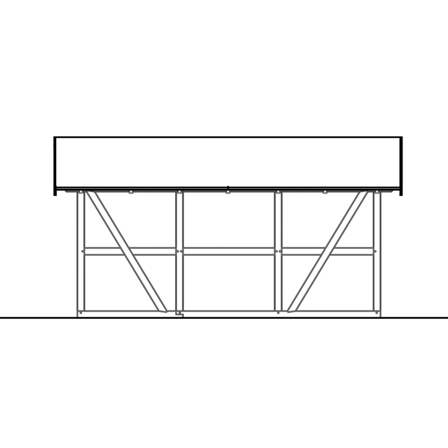Skan Holz Carport Schwarzwald Eiche mit Dachschalung und Rückwand, Seitenansicht.