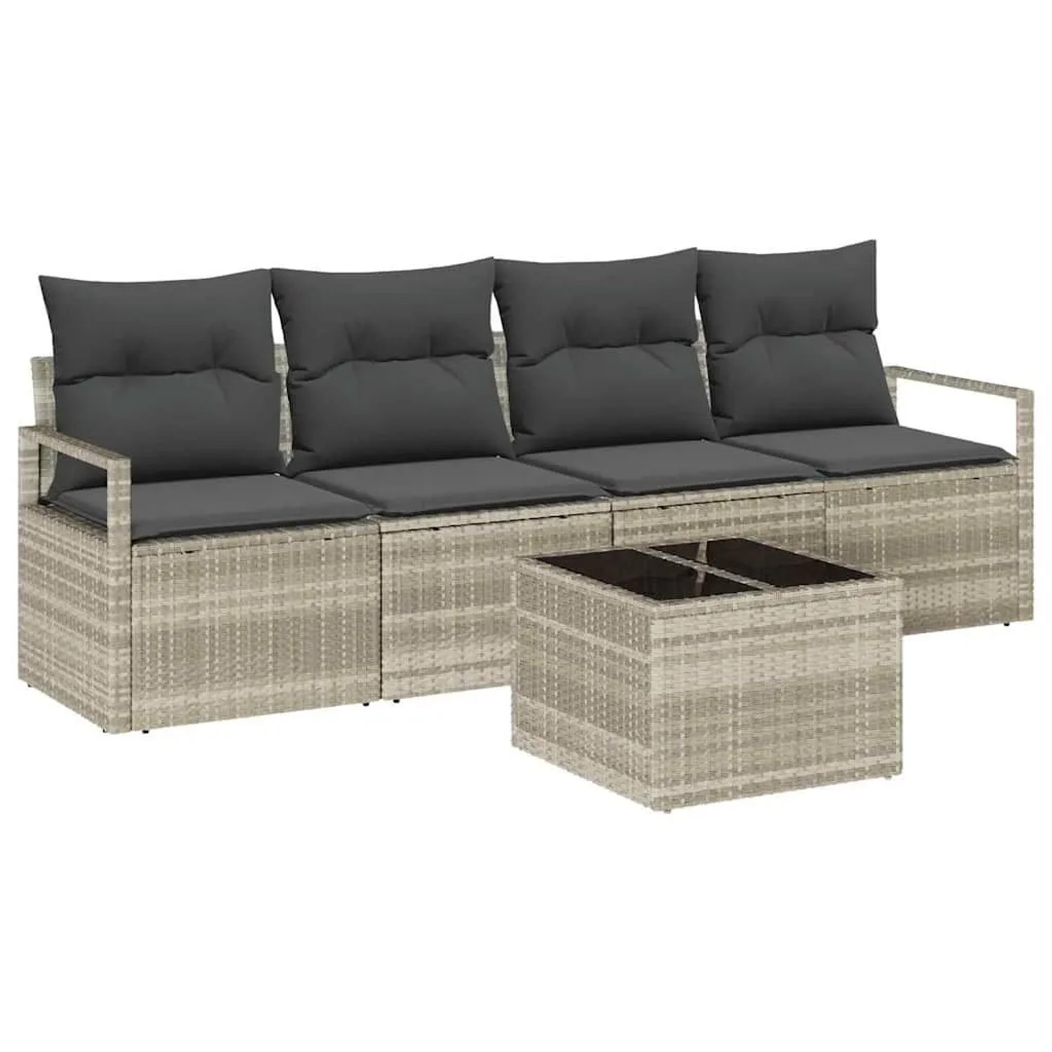 vidaXL Sofa Set mit Kissen 5-Tlg Hellgrau und Dunkelgrau Poly-Rattan 335492 günstig online kaufen