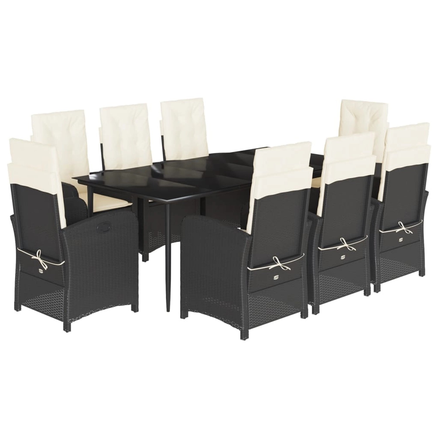 vidaXL 9-Tlg Garten-Essgruppe mit Kissen Schwarz Poly Rattan 3212298 günstig online kaufen