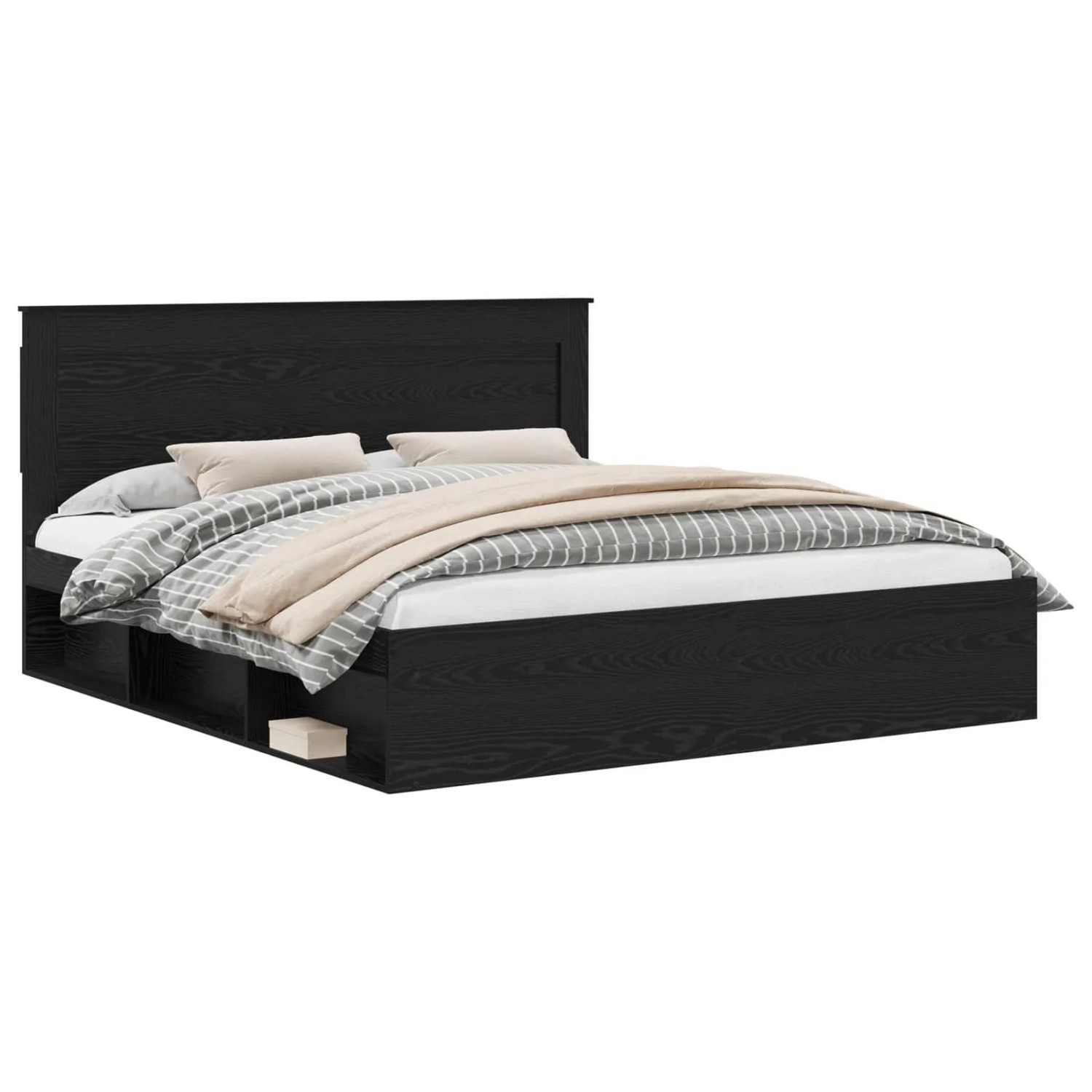 vidaXL Bettrahmen Schwarz 180 x 200 cm Massives Kiefernholz 3410057