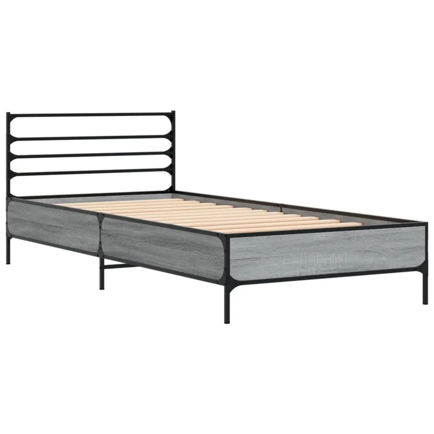 vidaXL Bettgestell Grau Sonoma 75x190 cm Holzwerkstoff und Metall 845625 günstig online kaufen