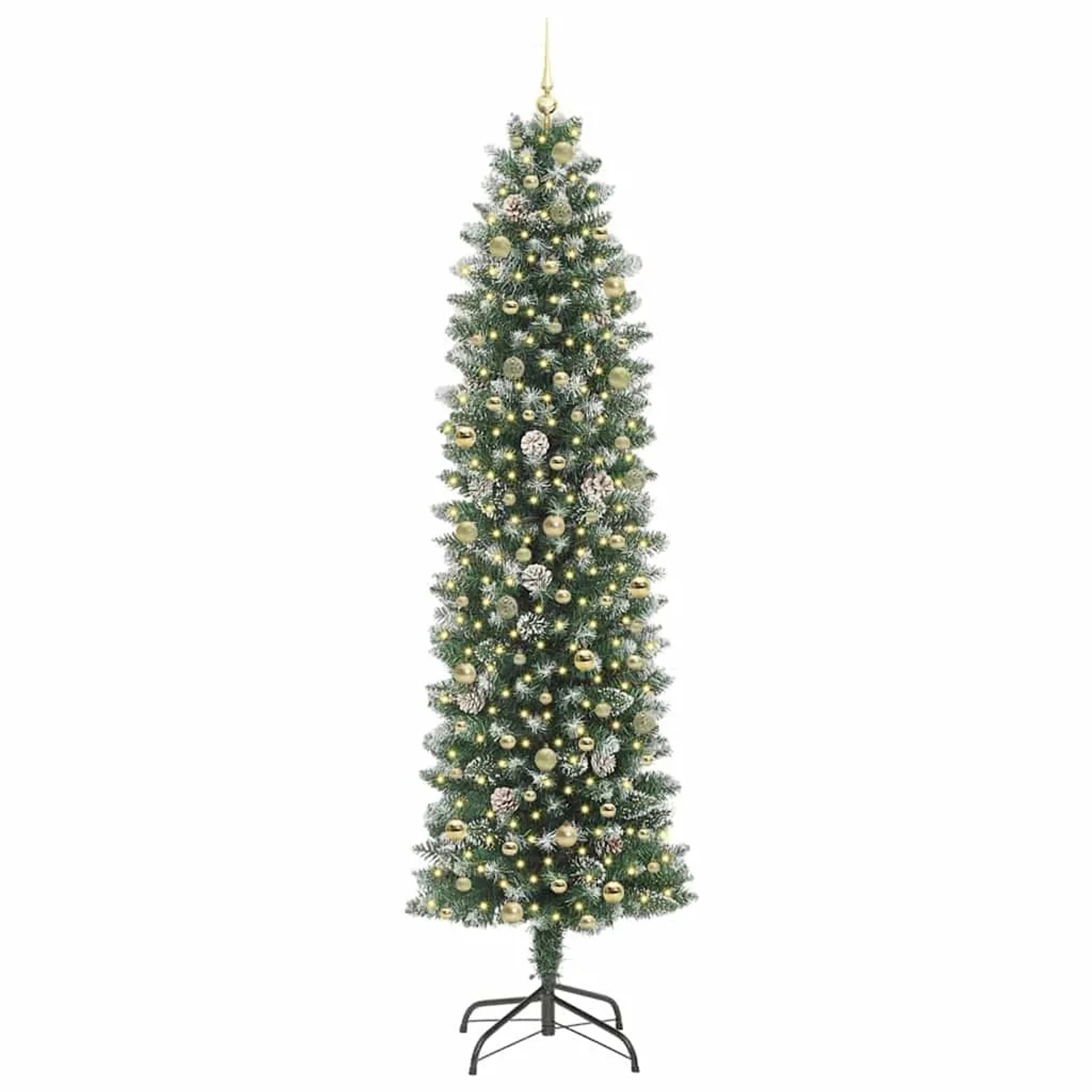 vidaXL Künstlicher Schlanker Weihnachtsbaum Grün und Weiß 240 cm 3395321