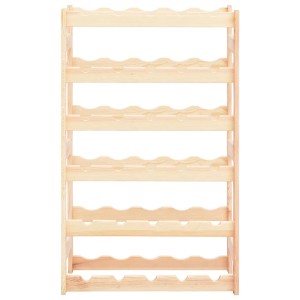 Weinregal aus Kiefernholz für 30 Flaschen. Holzfarbenes Standregal zur Weinlagerung.