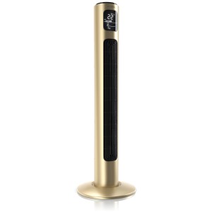 Brandson Turmventilator, 96cm, goldfarben, mit digitalem Display und schwarzem Lüftungsgitter.