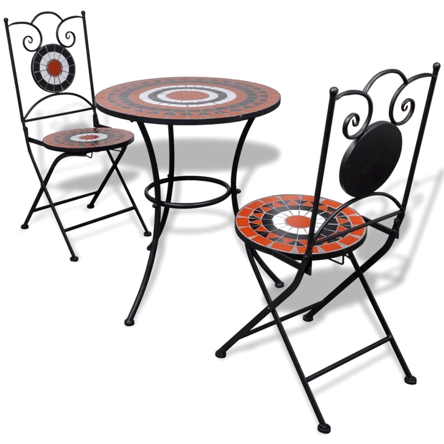 vidaXL 3-Tlg Bistro-Set Keramik Terrakotta und Weiß 271773
