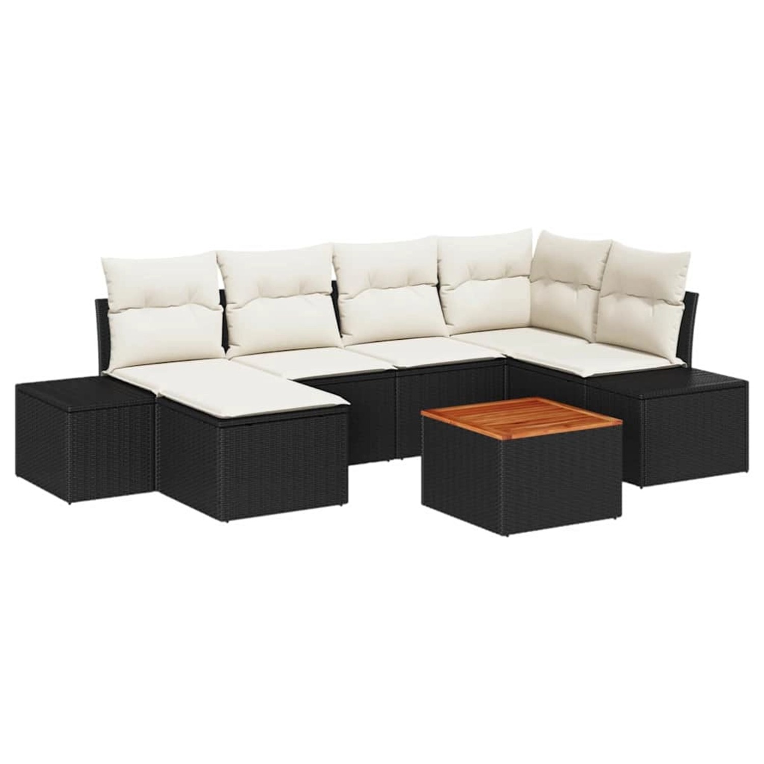 vidaXL Garten-Sofa-Set 7-Tlg Schwarz Weiß 3356647 günstig online kaufen