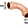Kupfer Pressbogen 90 Grad, Ø 18 mm, 2er-Pack für Kupferrohr-Installationen.