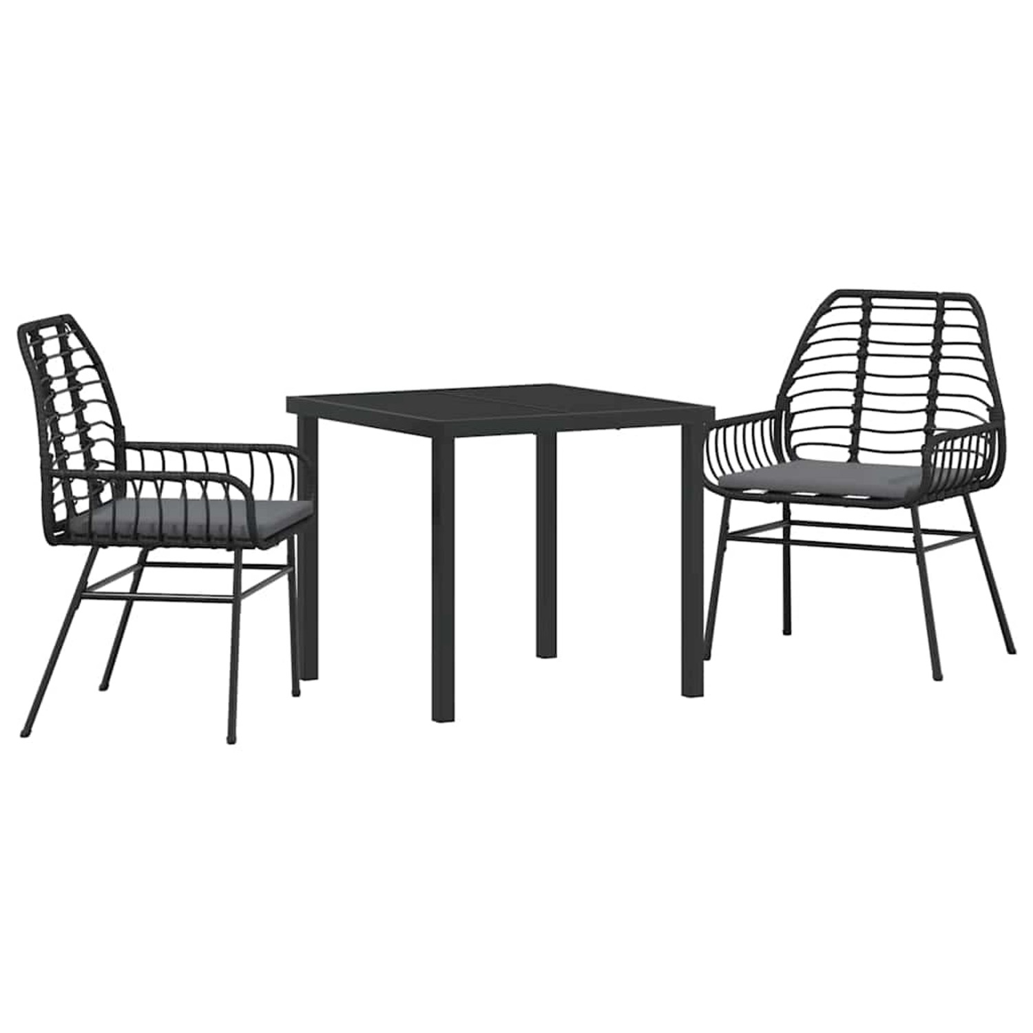 vidaXL Garten Essgruppe 3-Tlg Schwarz Poly Rattan 3380855 günstig online kaufen
