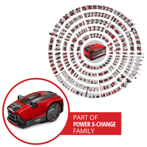 Einhell Freelexo Cam Plus 600 Mähroboter, rot/schwarz, Teil der Power X-Change Familie.