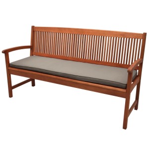 Taupe Beautissu Loft BK Gartenbankauflage 180x48x5cm auf Holzbank für hohen Sitzkomfort.
