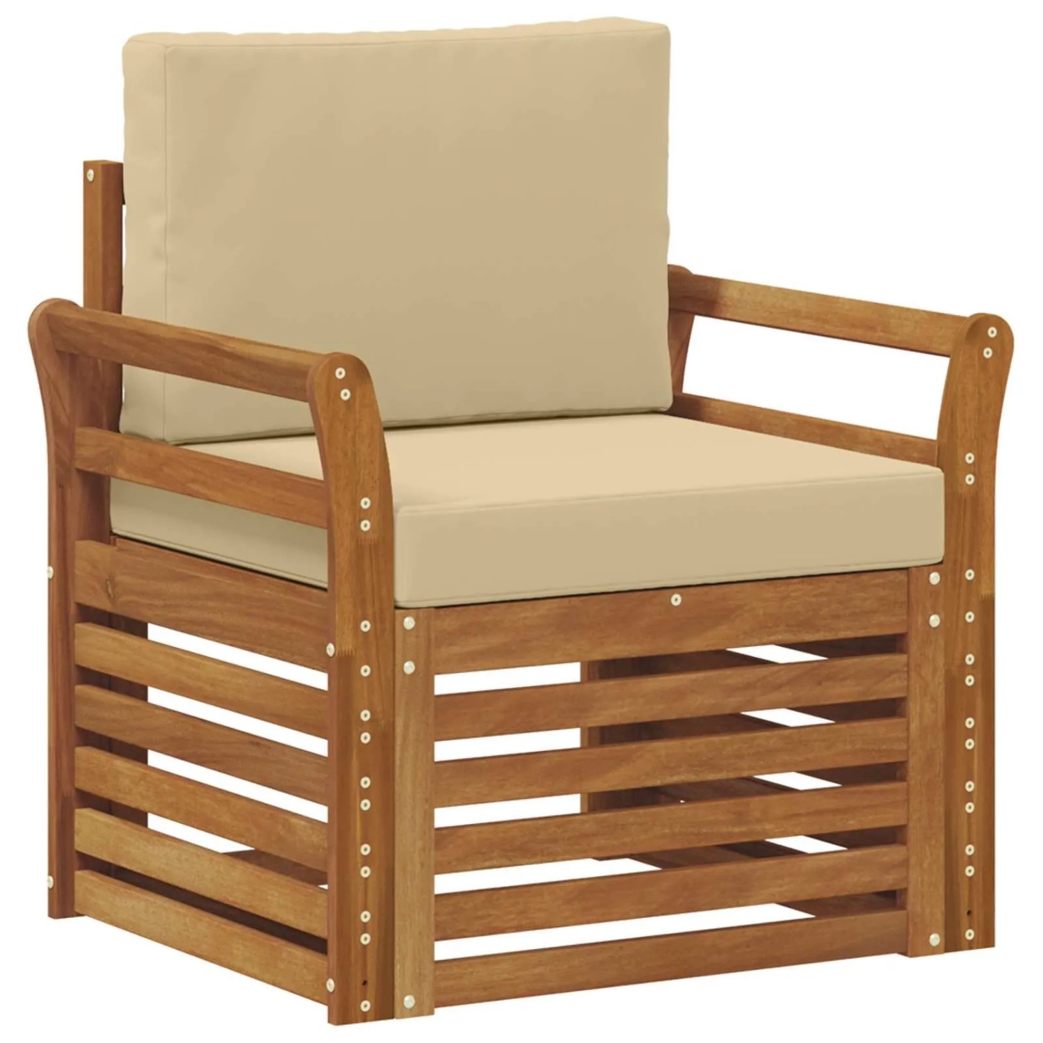 vidaXL Outdoor-Sofagarnitur mit Kissen Natur 75,5 x 63 x 73 cm 3436358