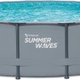 Summer Waves Rundpool Elite, anthrazitfarbener Stahlrahmen Pool mit blauem Wasser, Ø 549 x 132 cm.