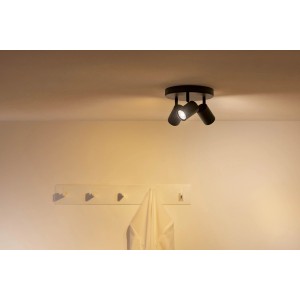 Schwarze WIZ Deckenleuchte Imageo mit 3 Spots, smarte LED Leuchte für tunable white & color Licht.