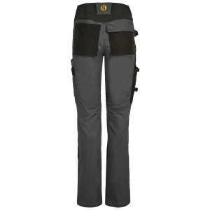 Graue Hans Schäfer Workwear Bundhose Amazone Damen, Rückseite mit verstärkten Cordura-Taschen.