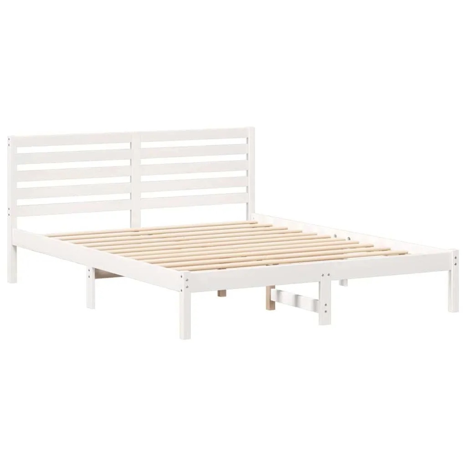 vidaXL Bettrahmen mit Kopfteil Weiß 150 x 200 cm Massives Kiefernholz 872285