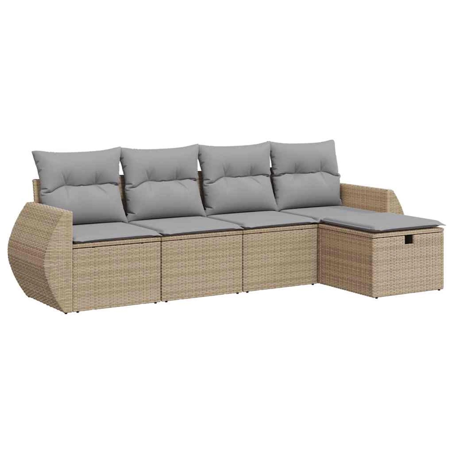 vidaXL 5-Tlg Garten-Sofagarnitur mit Kissen Beige Poly Rattan 3325565 günstig online kaufen