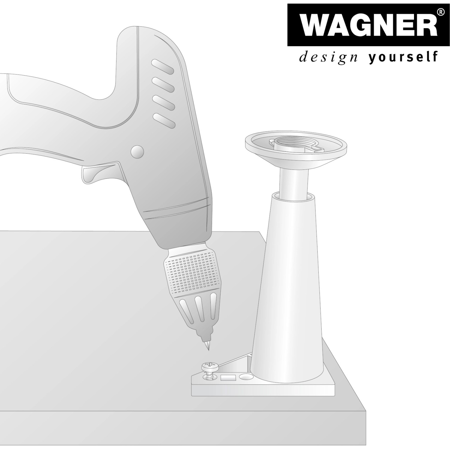 Wagner Möbelfuß schwarz mit Softgleiter QuickClick, Montage mit Akkuschrauber.