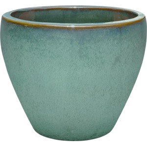 Blaues Terrakotta Pflanzgefäß, 43x43x35 cm, für Innen- und Außenbereich.