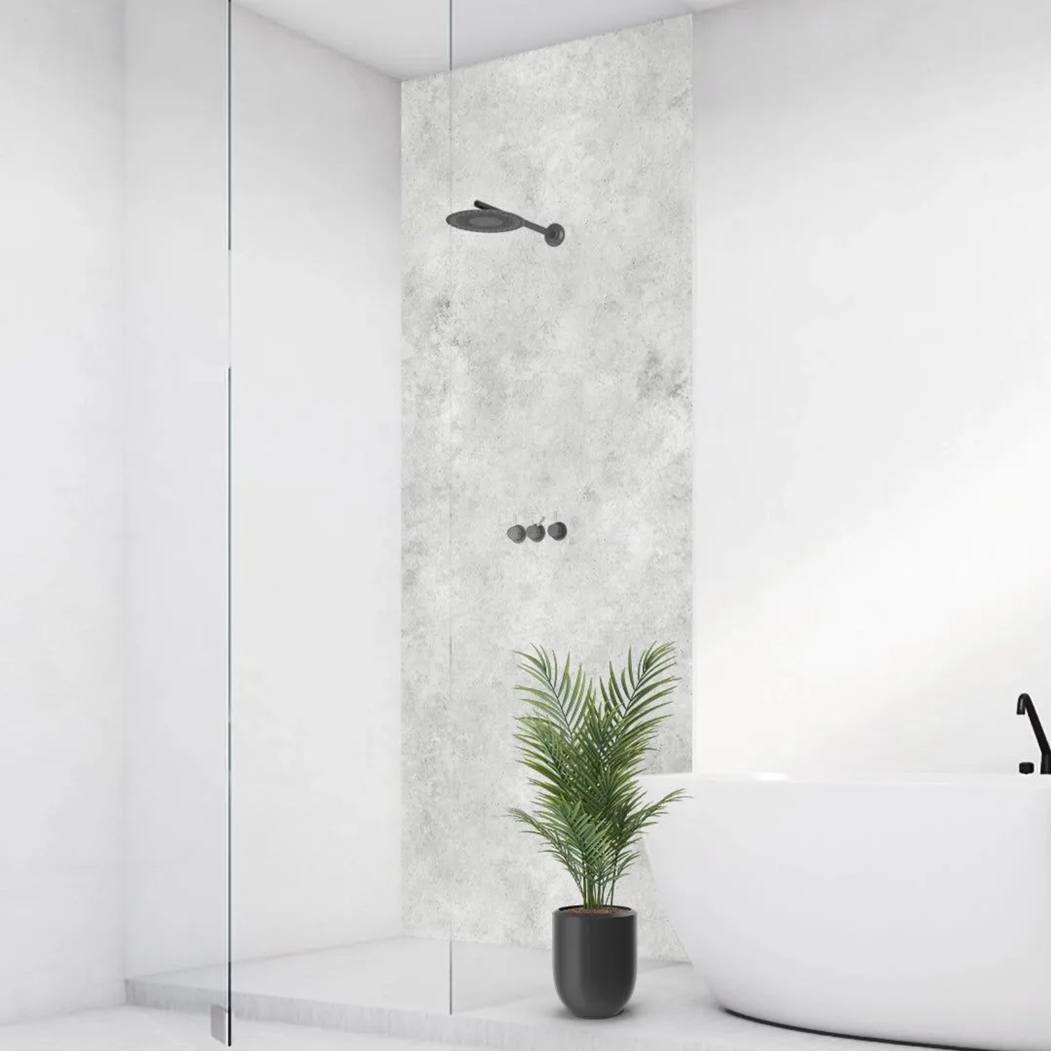 Walllux Duschrückwand Beton Hell Alu-Verbund 3 mm 150 x 255 cm_2