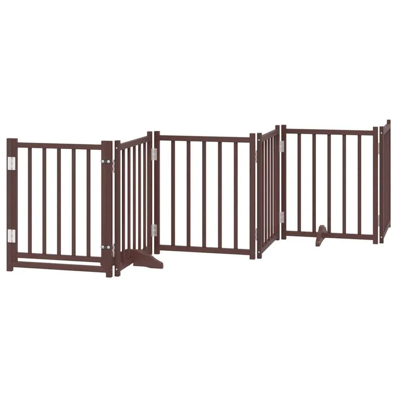 vidaXL 6 Tlg Hundetor mit Tür Faltbar Braun Eiche 300 cm Tannenholz 352293