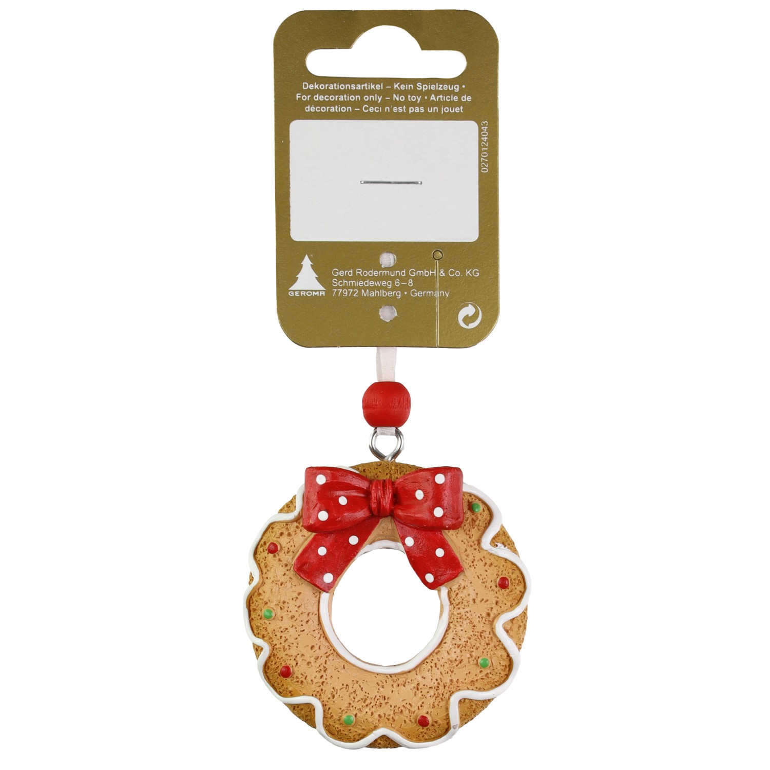 Lebkuchenkranz zum Hänger aus Polyresin Ø 5,5 cm Braun-Rot