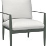 Claremont Loungesessel: Grün-graues Stahlgestell mit cremeweißen Polster für Garten & Terrasse.