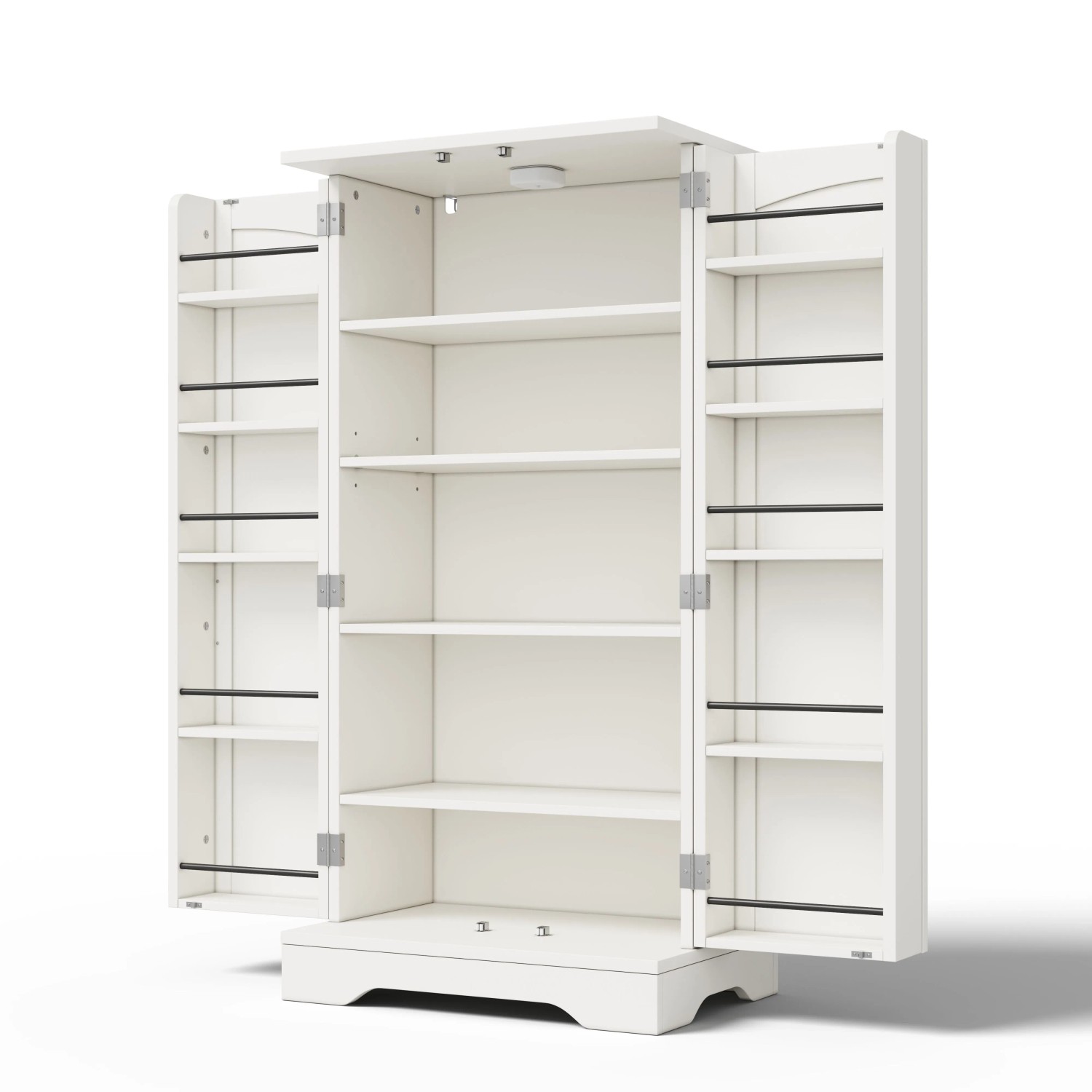 okwish Küchenschrank mit LED Sensorlicht Verstellbare Regalböden 120x60x40cm Weiß