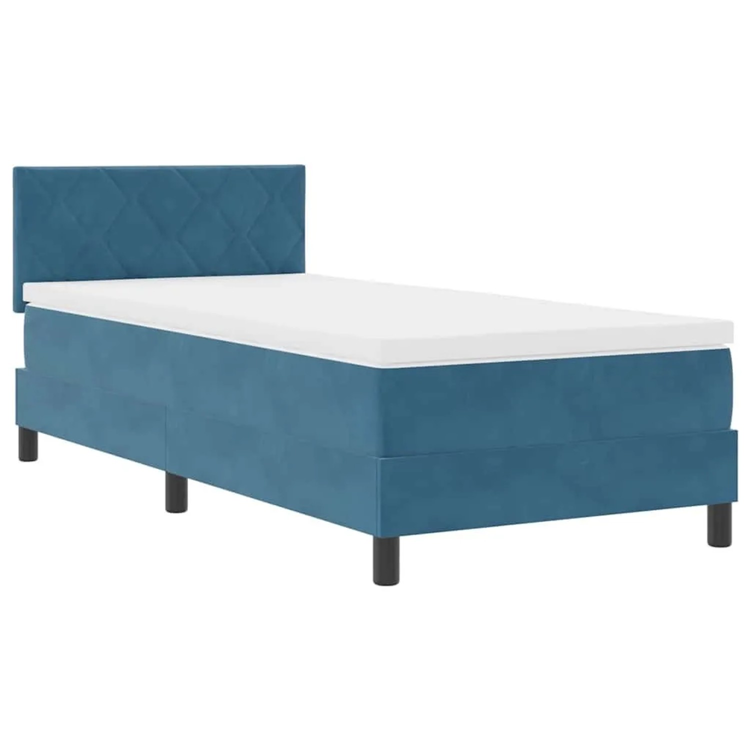 vidaXL LED Boxspringbett mit Matratze Dunkelblau 100 x 200 cm Samt 3342702