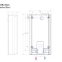 Skizze des Thermoflow ELEX18N Durchlauferhitzers mit Maßangaben.