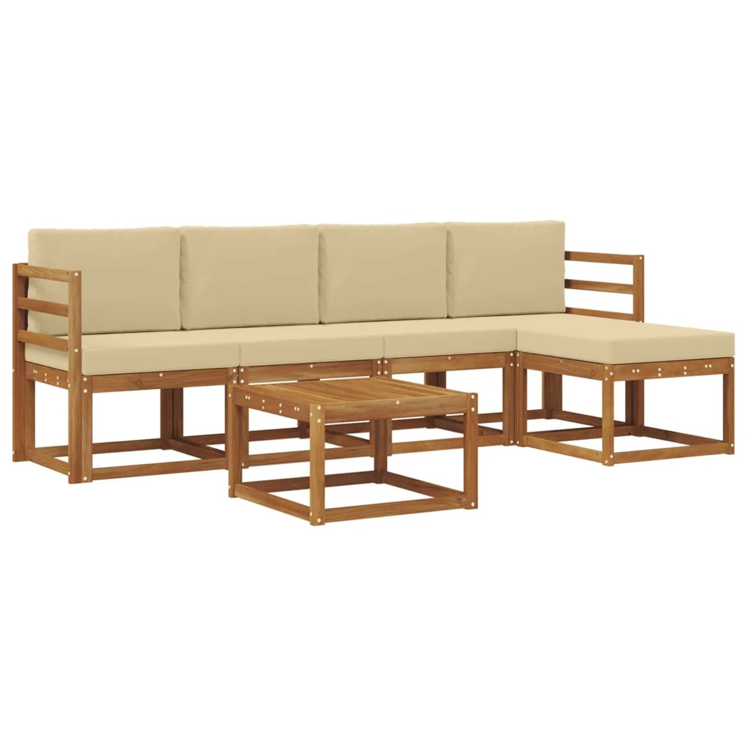 vidaXL Outdoor-Sofagarnitur 6 Stk Natur und Beige Massivholz Akazie 3366276