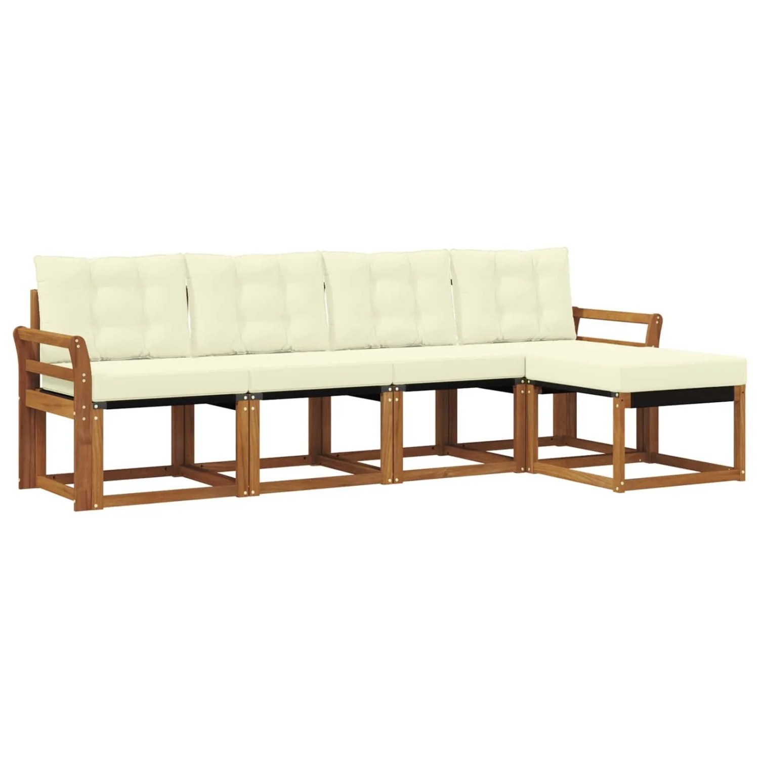vidaXL Outdoor-Sofagarnitur mit Kissen 5-Tlg Natur und Creme 3368569