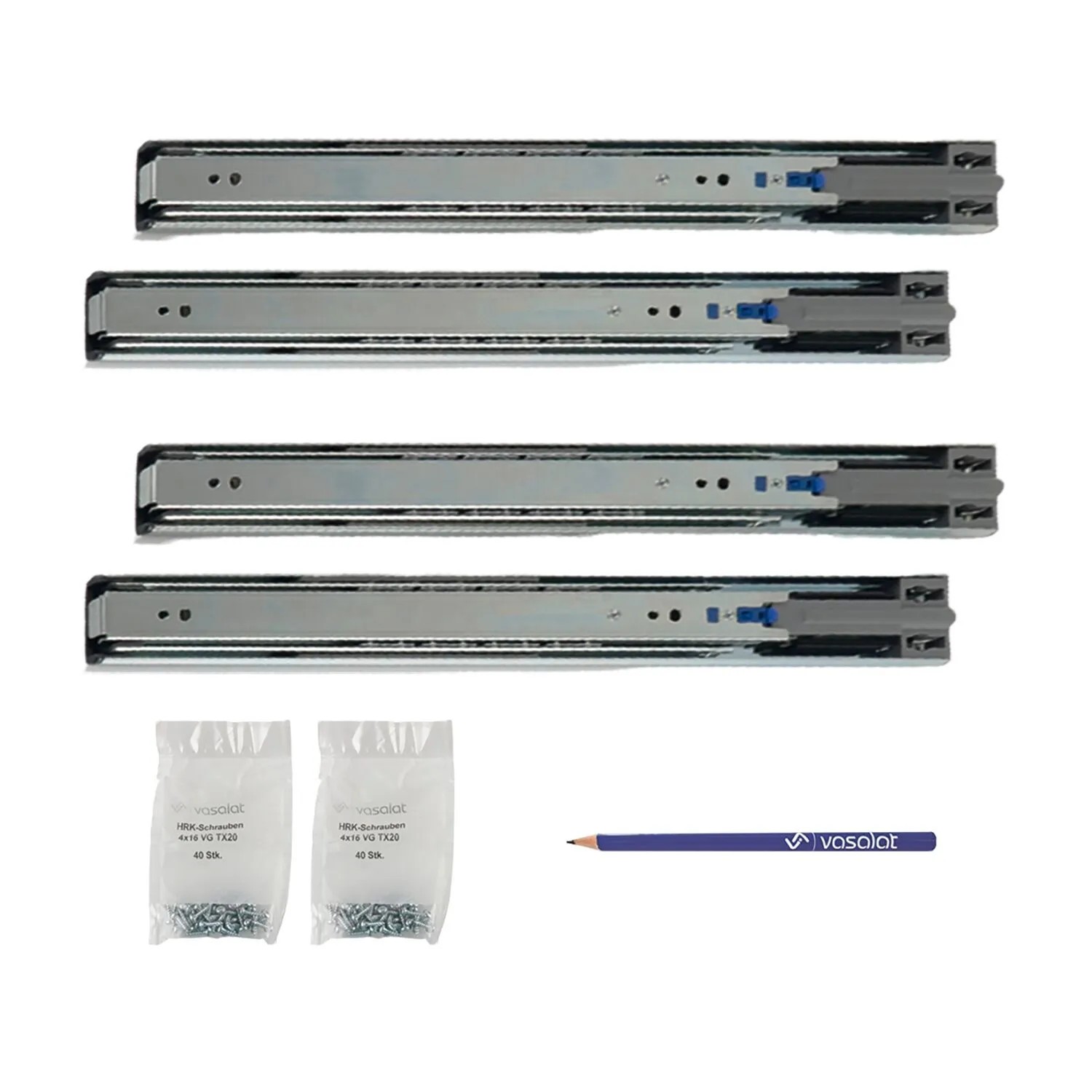 vasalat Kugelauszug 350mm Softclose Kugelführung - Vollauszug mit Dämpfung - 2 Paar