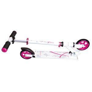 Muuwmi Tretroller, weiß-pink, 125 mm Rollen, höhenverstellbar, GS-geprüft.