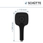 Schütte Handbrause Ravenna, schwarz matt, mit Maßangaben (110x240mm).
