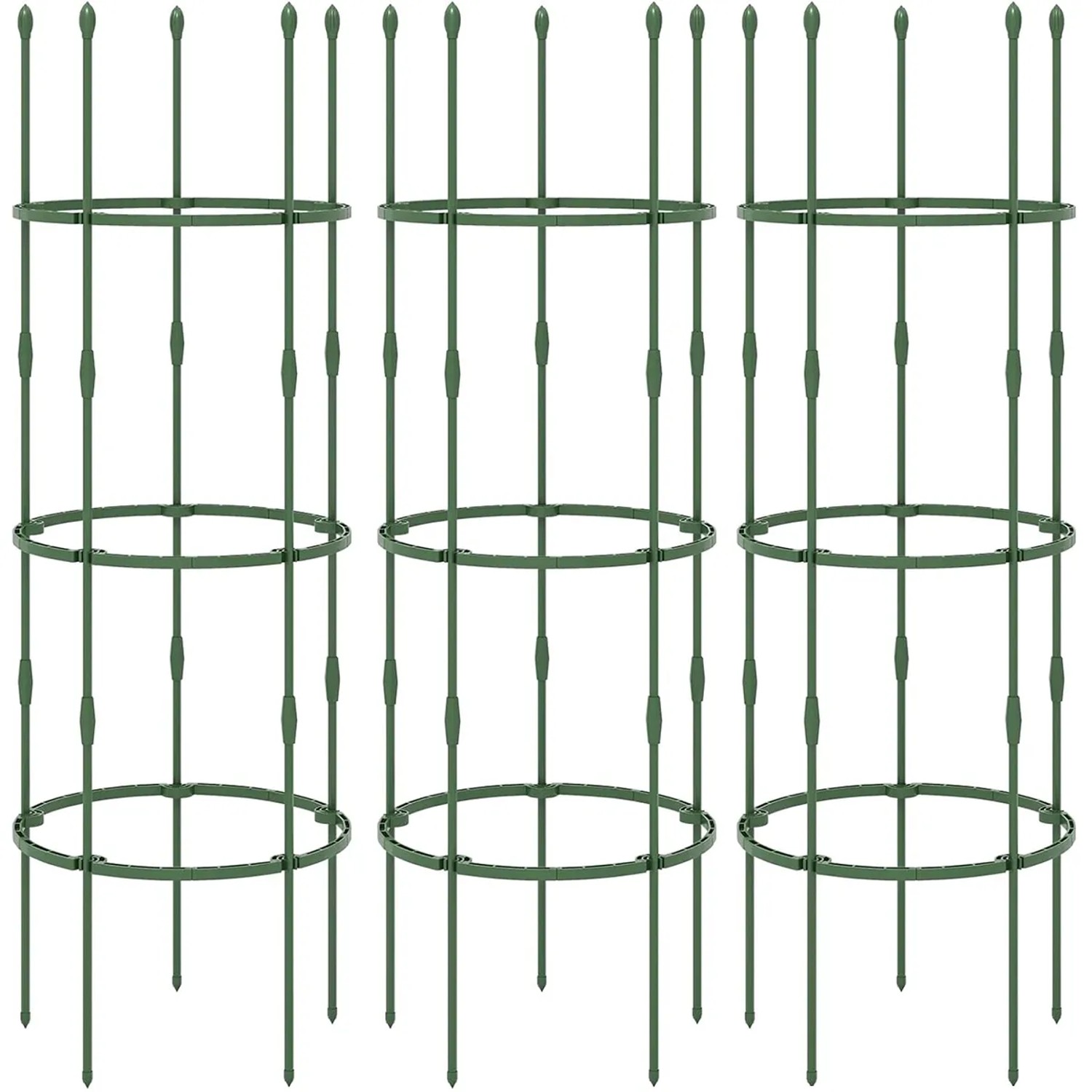Costway Tomaten Rankhilfe 3er Set 50 cm Tomatenkäfig Grün 154 cm Hoch
