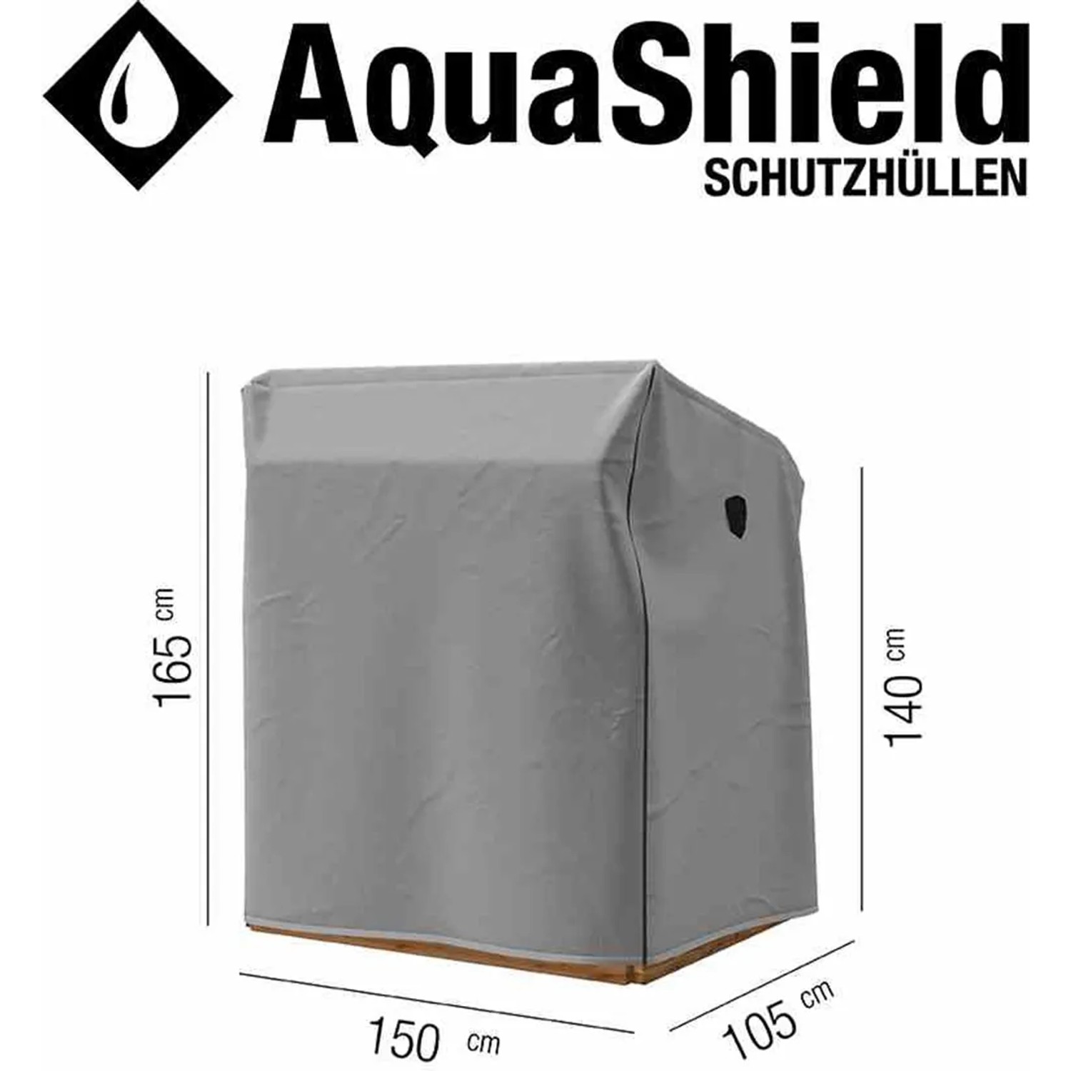 Hellgraue Siena Garden Schutzhülle für Strandkorb, AquaShield, 150x105x165-140 cm.