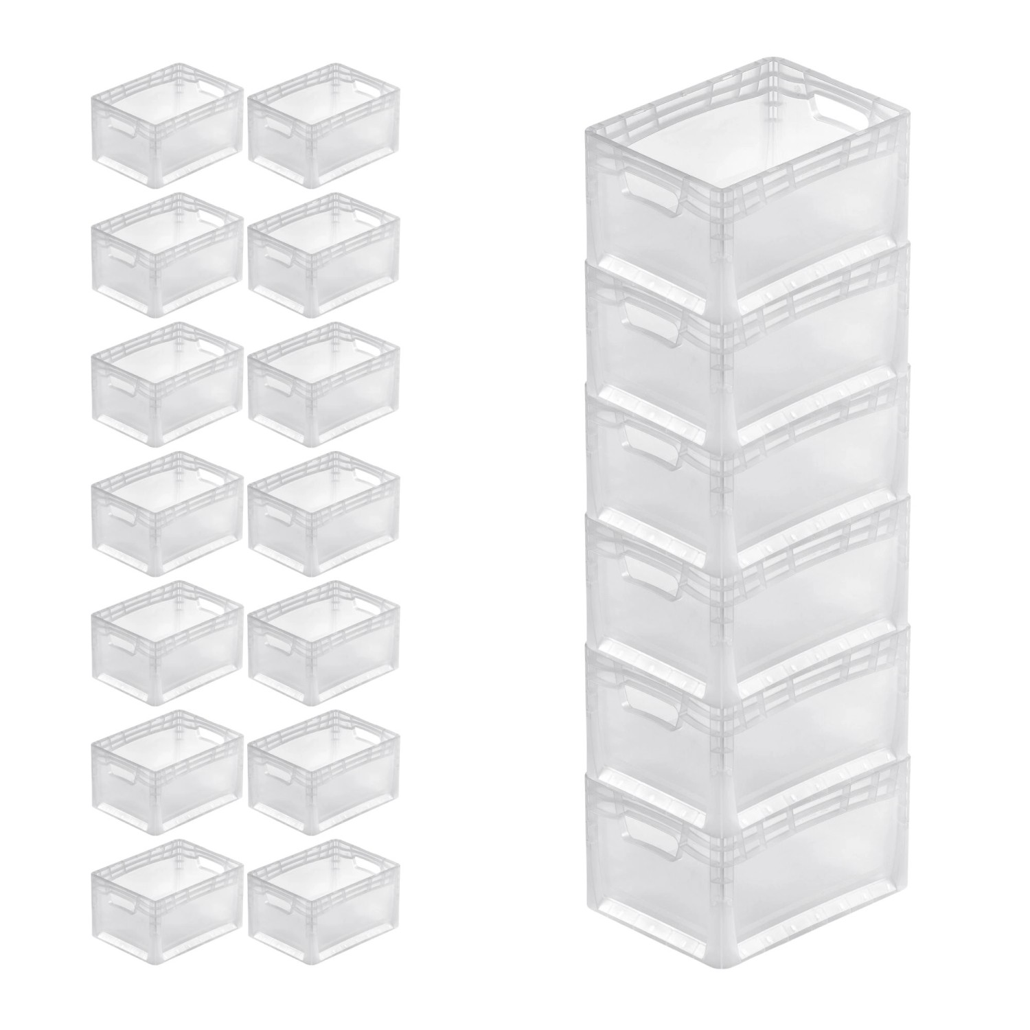 20 transparente Euroboxen 24L mit Deckel, PROREGAL SuperSparSet, für Lagerung & Transport.