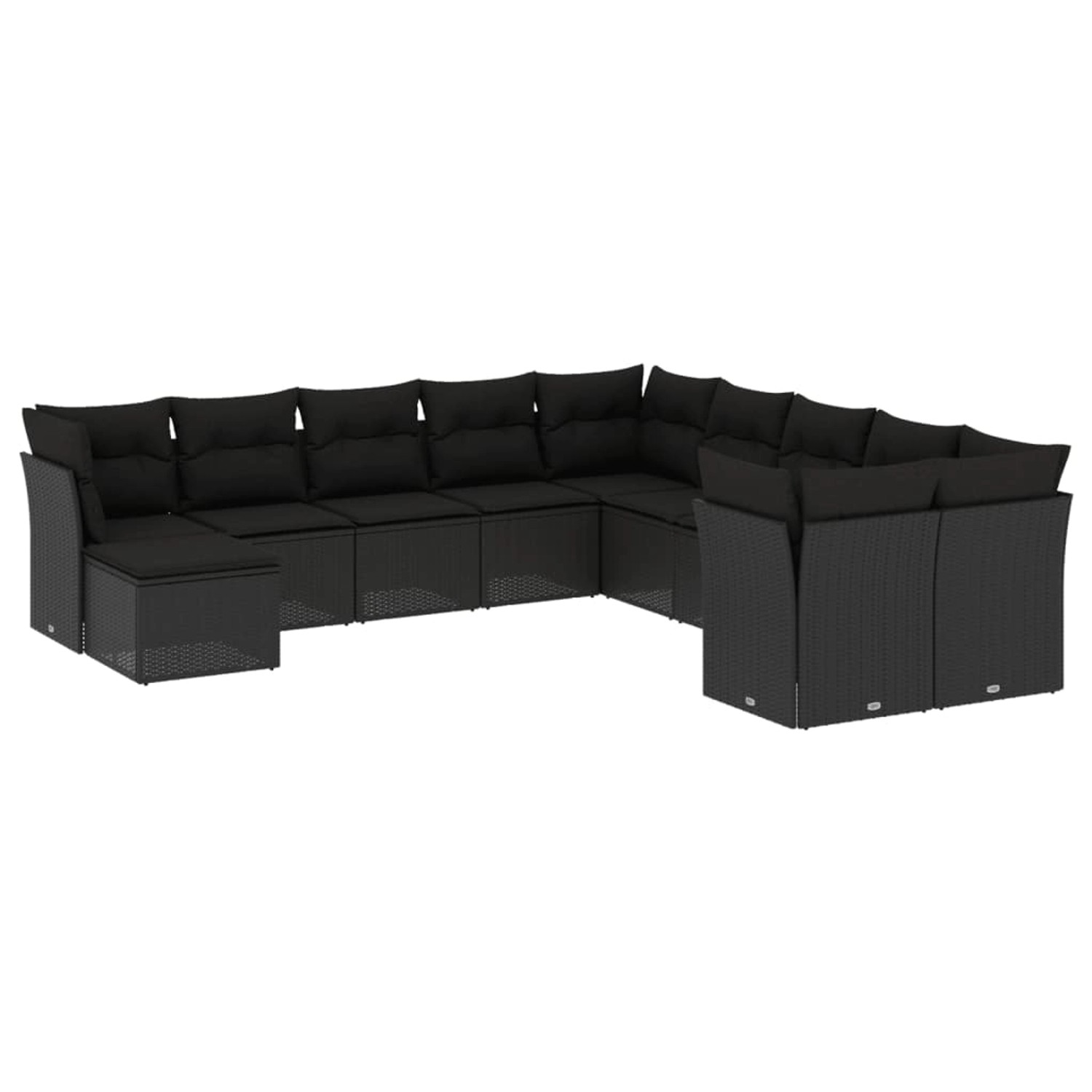 vidaXL 11-tlg Garten-Sofagarnitur mit Kissen Schwarz Poly Rattan Modell 37 günstig online kaufen