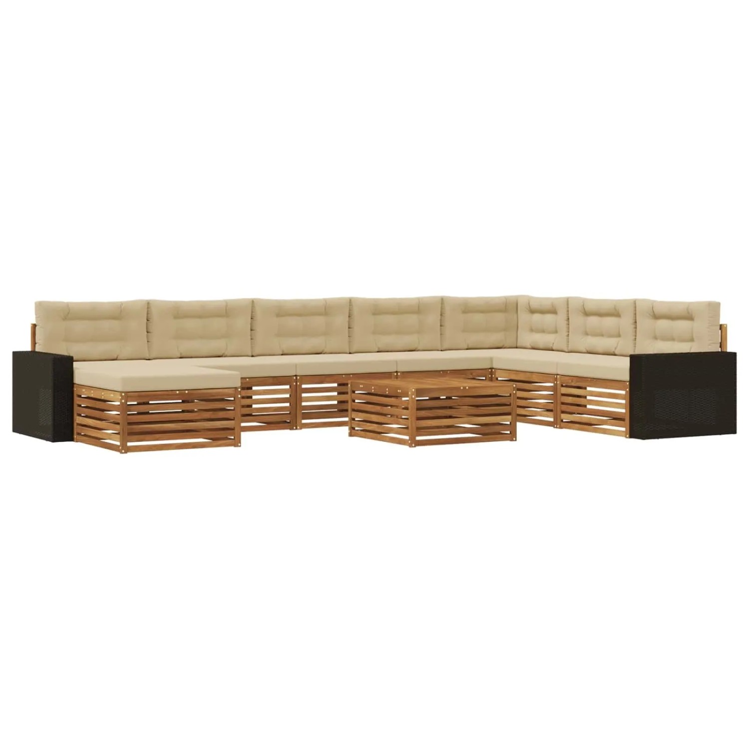 vidaXL Outdoor-Sofagarnitur 9 Stk Natur und Beige Massivholz Akazie 3383756