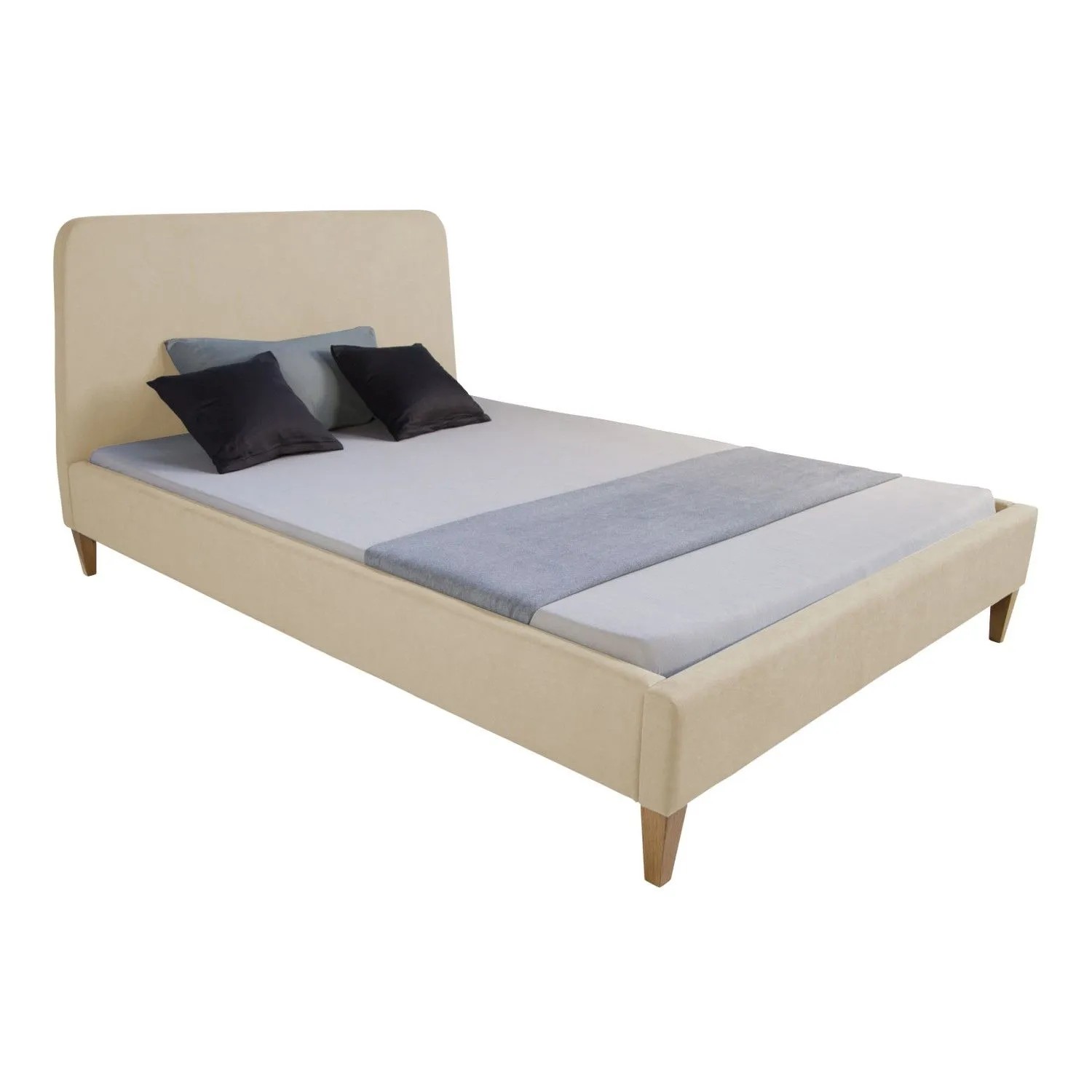 Homestyle4u Polsterbett 140x200 mit Lattenrost Beige Creme Doppelbett 2011