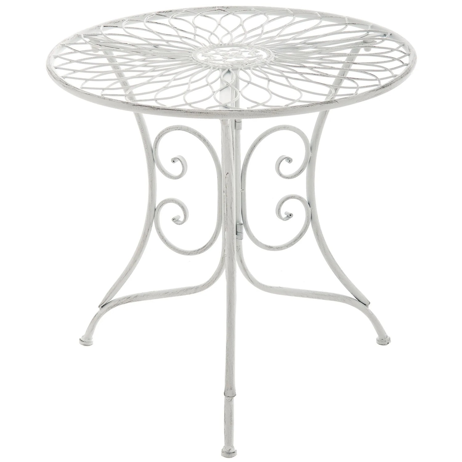 DELUKE Gartentisch JAN Antik 55x55x52cm Metall Antik-Weiß Balkontisch Outdoor-Tisch Klein