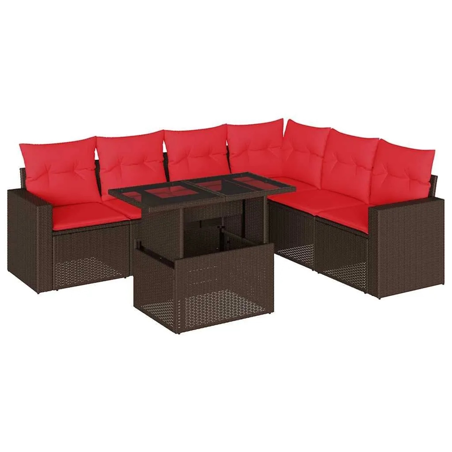 vidaXL 7-Tlg Gartensofa-Set mit Kissen Braun Polyrattan 3267304 günstig online kaufen