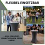 Anthrazitfarbene Stehtischhussen in verschiedenen Anwendungsszenarien: Business-Empfang, Gartenparty, Gala. Ideal für Events.